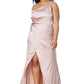 Jarlo Lisa one shoulder nude satin maxi dress with pleat detail