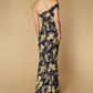 Jarlo Ocean one shoulder floral print maxi dress with thigh high slit