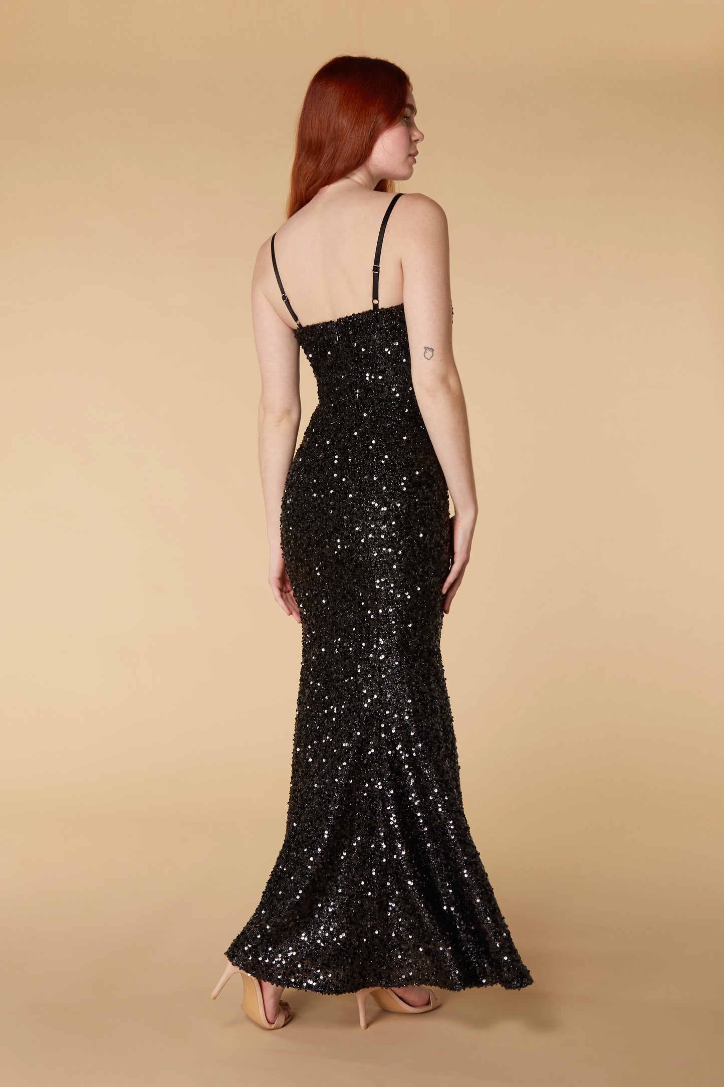 Jarlo Ramona black sequin fishtail maxi dress