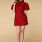 Jarlo Kylie red sequin puff sleeve mini dress with open back