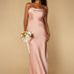 Jarlo Rose pink satin maxi dress with tie back detail