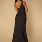 Jarlo one shoulder black fishtail maxi dress with hip drape