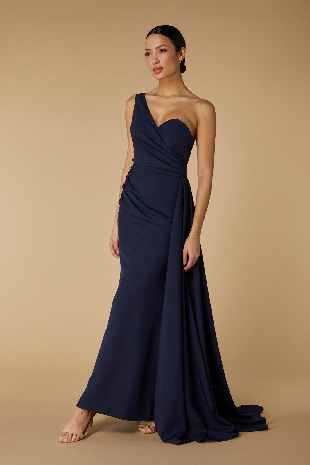Hazel One Shoulder Fishtail Maxi Dress with Drape Detail Hazel One Shoulder Fishtail Maxi Dress with Drape Detail