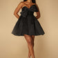 Jarlo Honey black strapless A-line mini with bow detail