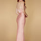 Jarlo Sandy one shoulder pink satin maxi dress with corsage detail