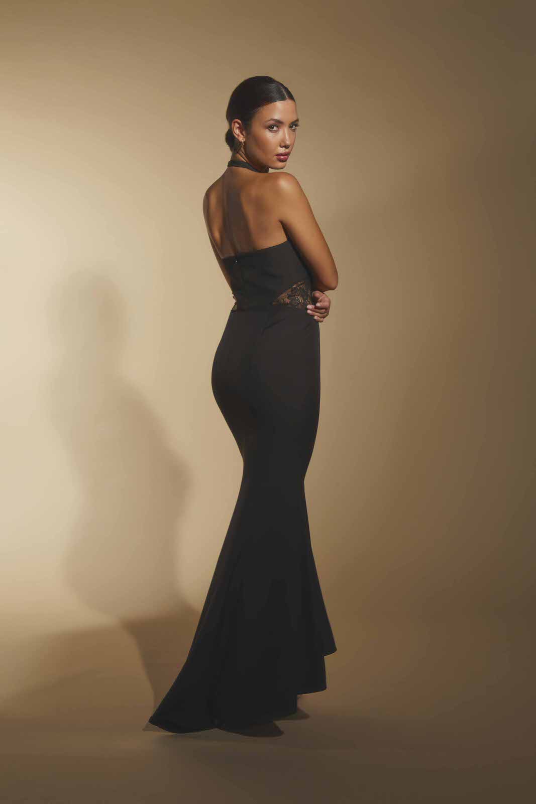 Cordelia Halter Neck Maxi Dress with Lace Waist Detail