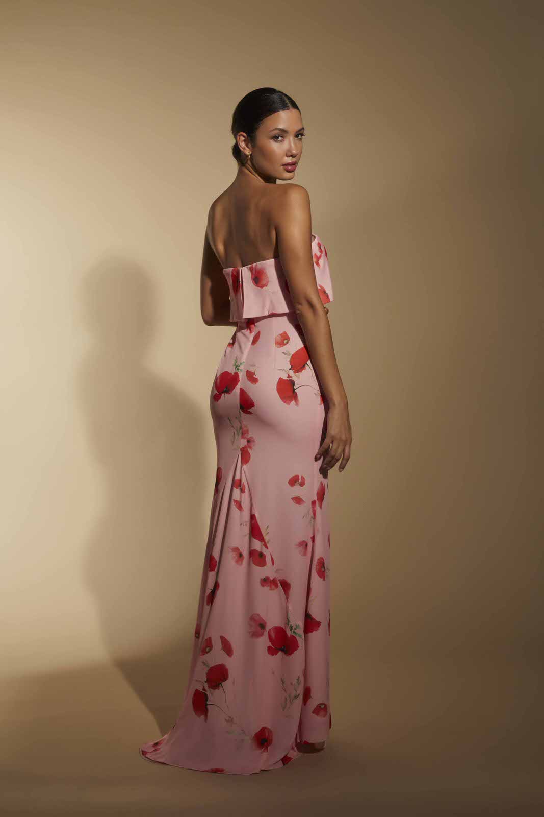 Pia Strapless Print Maxi Dress With Overlay