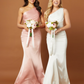 Jarlo Levi one shoulder pink satin maxi dress with pleat detail