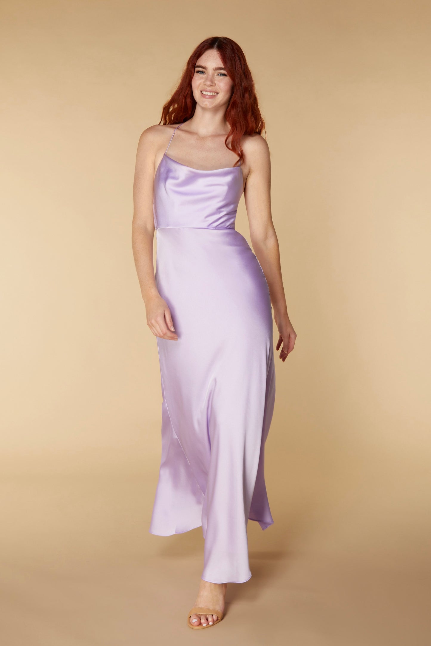 Jarlo lilac satin maxi dress