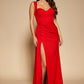 Jarlo Melody sweetheart neckline fishtail red maxi dress with side split