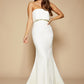Jarlo ivory strapless maxi dress with bust overlay
