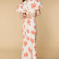 Jarlo floral print two piece set with puff sleeves