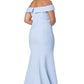 Jarlo blue bardot fishtail maxi dress