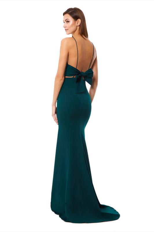Jarlo Jemima square neck green maxi dress with open back