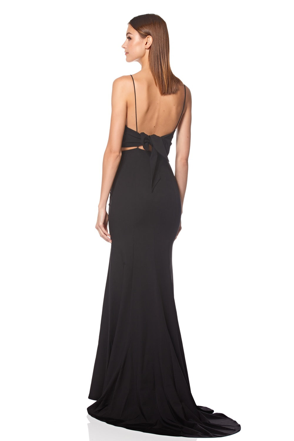 Jarlo Jemima square neck black maxi dress with open back