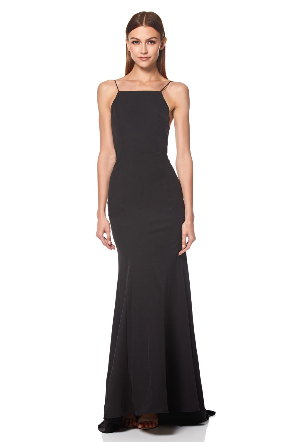 Jarlo Jemima square neck black maxi dress with open back
