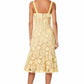 Jarlo yellow 3D Lace Midi Dress with Shoulder Straps