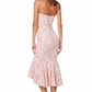 Jarlo pink lace midi dress with high-low hem