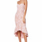 Jarlo pink lace midi dress with high-low hem