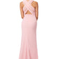 Jarlo Rhiannon high neck pink chiffon maxi dress with cross back