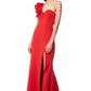 Jarlo Luella ruffle one shoulder red maxi dress with thigh split