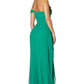Jarlo green one shoulder chiffon maxi dress with hip drape detail
