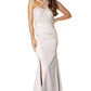 Jarlo silver one should maxi dress with tulle top and thigh split