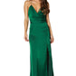 Jarlo Stella deep V neck green satin maxi dress with side split