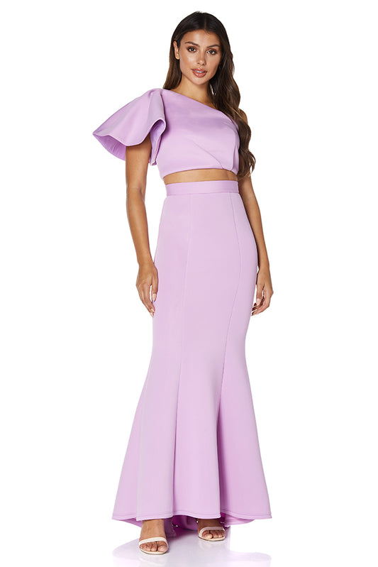 Jarlo Jess purple top and long skirt scuba co-ord