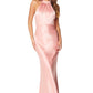 Jarlo Starlette halter neck pink satin maxi dress with button back detail