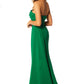 Jarlo Zo strapless green maxi dress with pleated side skirt drape