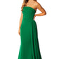 Jarlo Zo strapless green maxi dress with pleated side skirt drape