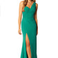 Jarlo Olani one shoulder green fishtail maxi dress with ruched bodice