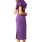 Jarlo Velvette one shoulder  puff sleeve purple scuba midi dress