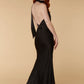 Jarlo Rose black satin high neck maxi dress with open back
