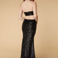 Jarlo Gloria black sequin fishtail maxi dress with cut out detail