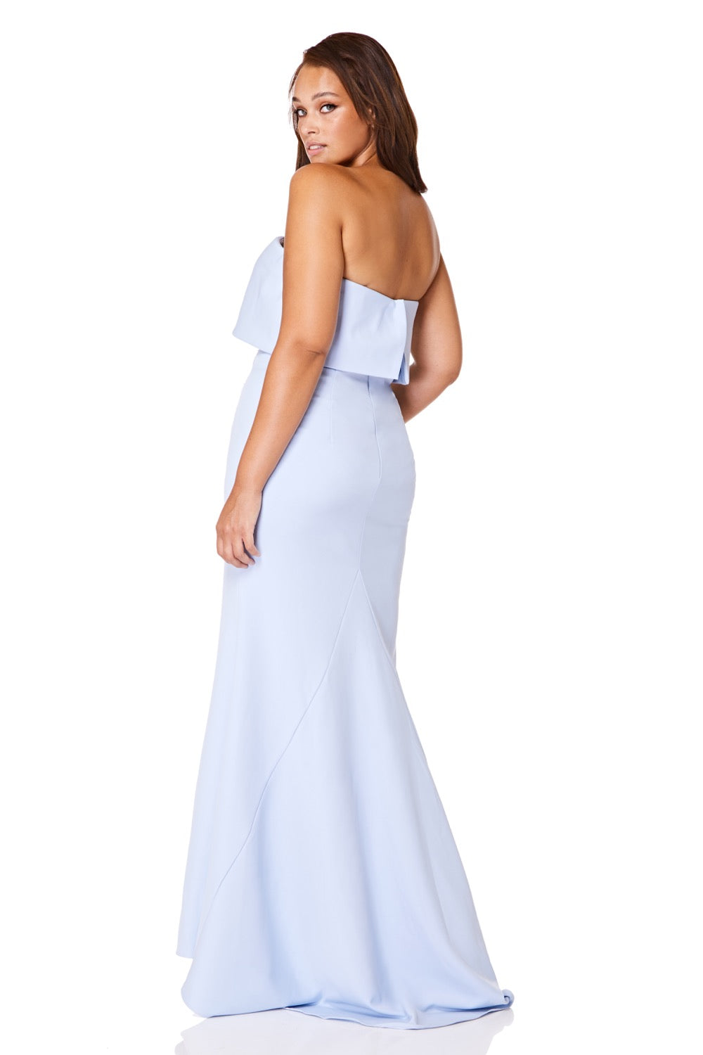 Jarlo blue strapless maxi dress with bust overlay