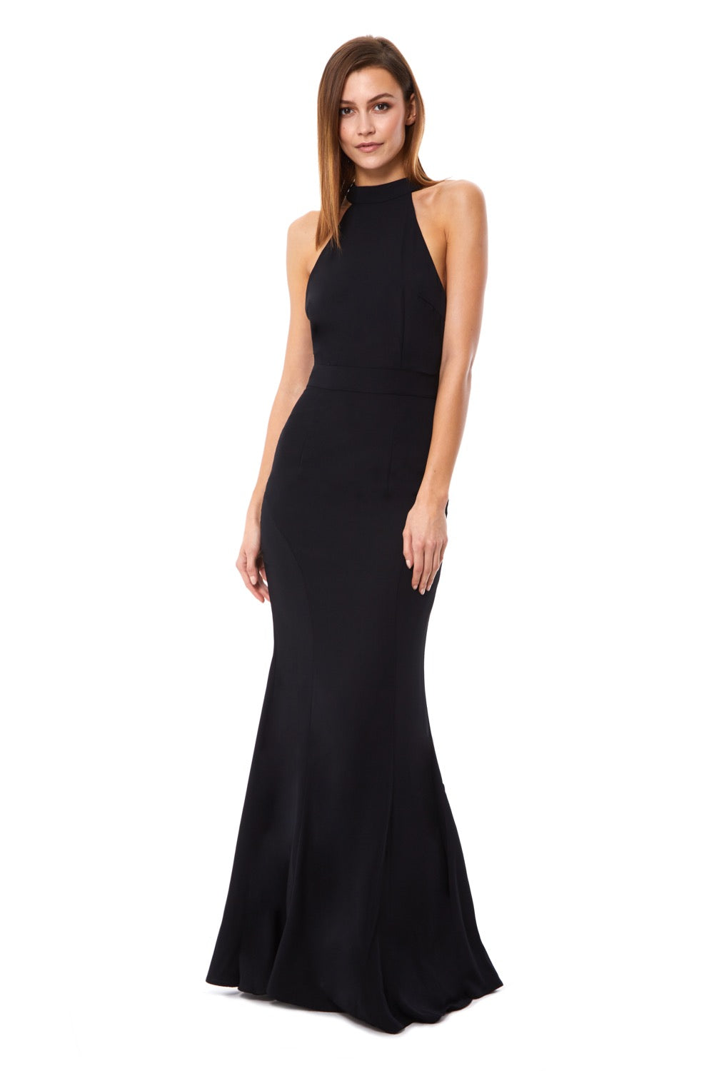 Jarlo black halter neck fishtail maxi dress