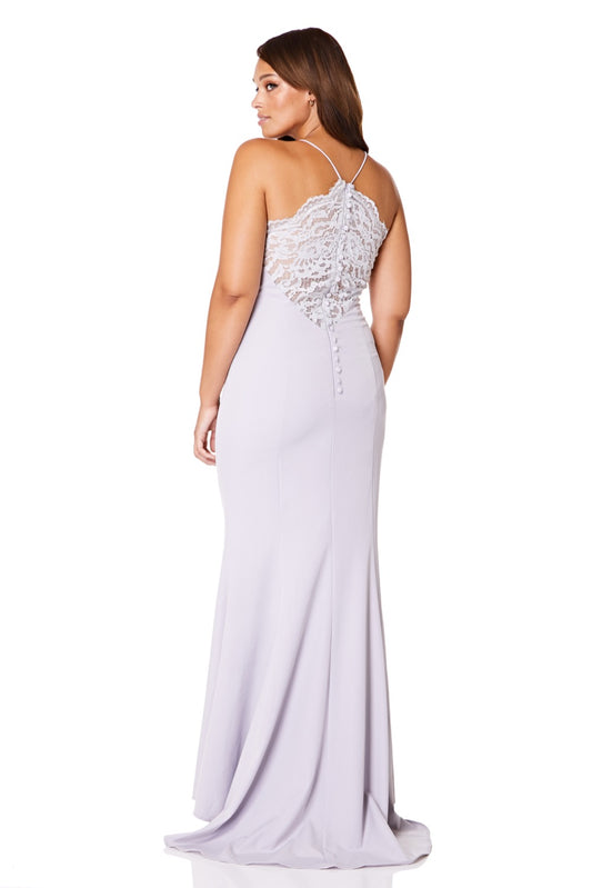 Jarlo sliver maxi dress with lace back and buttons