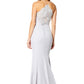 Jarlo silver maxi dress with lace detail and button back