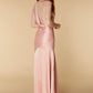 Jarlo Nay cowl back pink satin maxi dress with thigh split