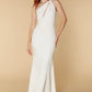 Jarlo Zaria one shoulder fishtail ivory maxi with cut out detail