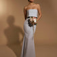 Jarlo blue strapless maxi dress with bust overlay