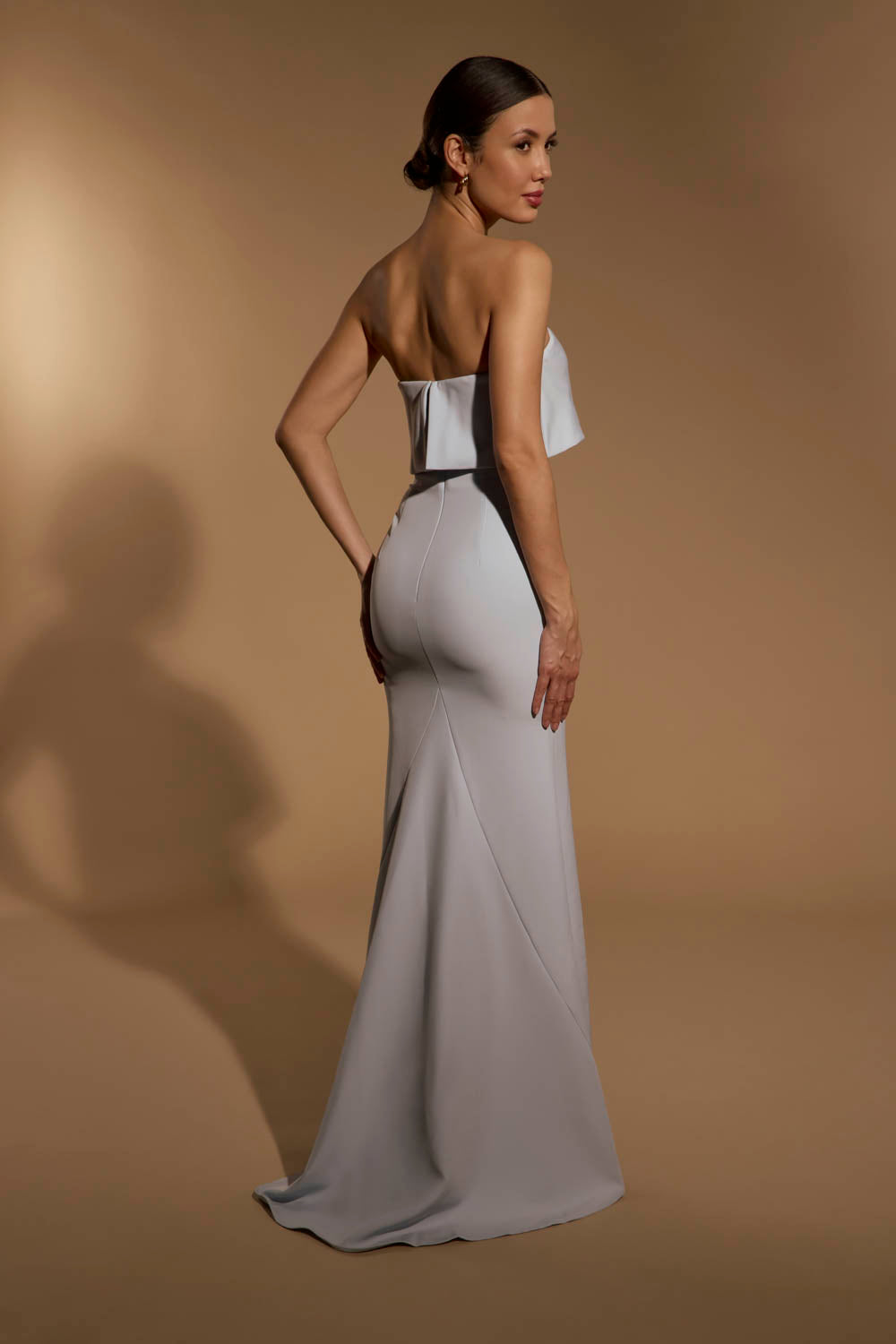 Jarlo blue strapless maxi dress with bust overlay