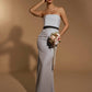 Jarlo blue strapless maxi dress with bust overlay