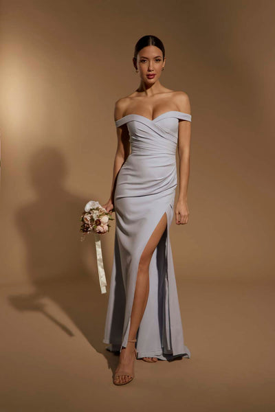 jarlo blue dress Jarlo's Bluebell Bardot Maxi With Thigh Split in – London Military Cords US Size:22 This stunning occasion gown nenaevans on LTK