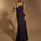 Jarlo Senia square neck navy maxi dress with button back