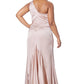 Jarlo Lisa one shoulder nude satin maxi dress with pleat detail