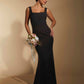 Senia Square Neck Maxi Dress With Button Back