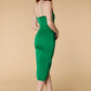 Jarlo Susan green satin midi dress with ruched bodice detail